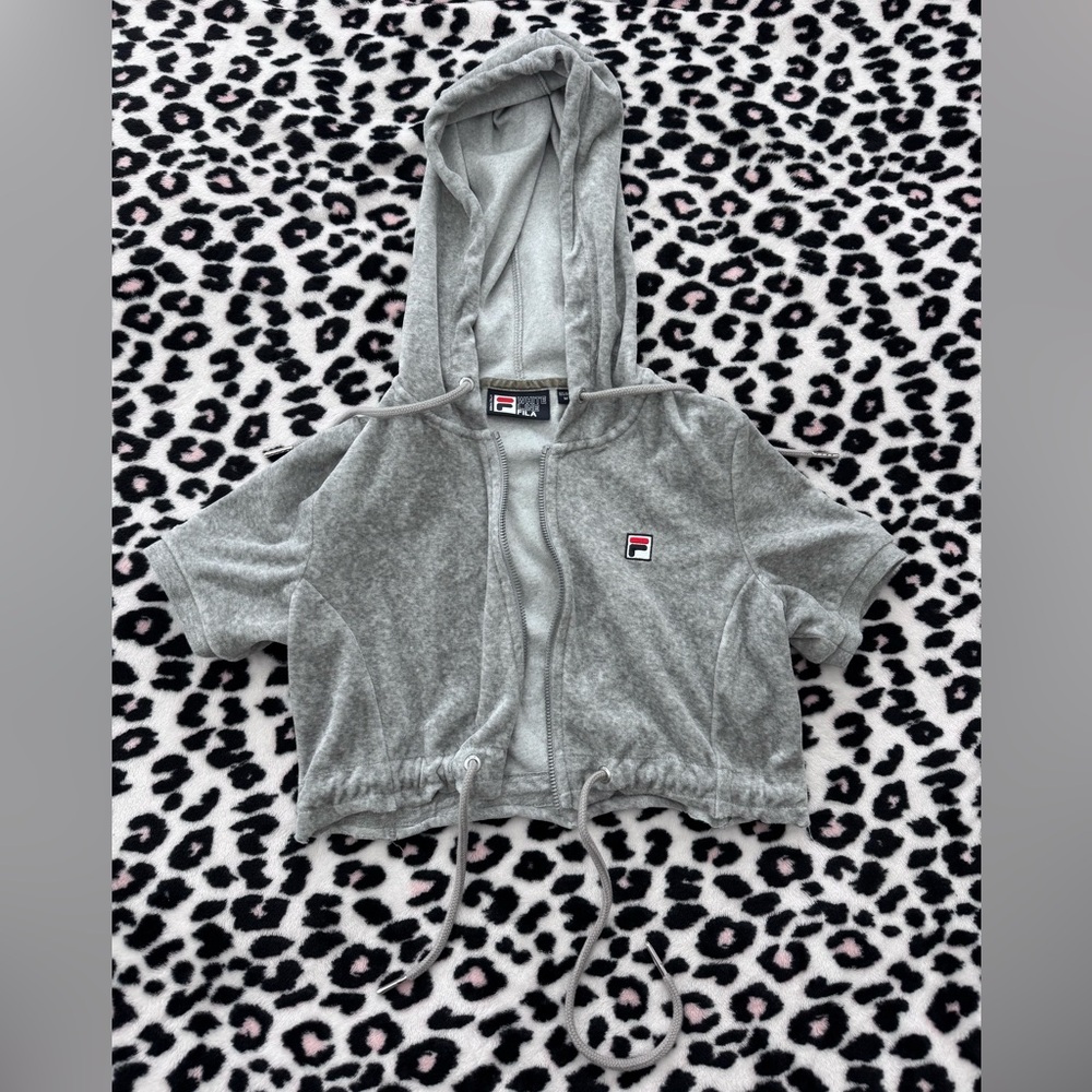 Fila Light Gray Cropped Hoodie